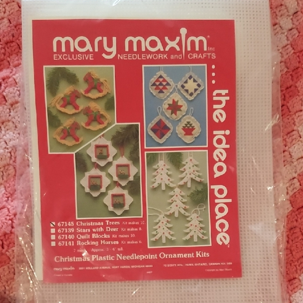 Mary Maxim Christmas Plastic Needlepoint Ornament Kits